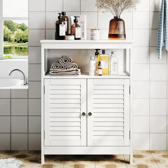 UBesGoo Multifunctional Storage Cabinet, Bathroom Floor Cabinet, Kitchen Sideboard Buffet Cupboard, White