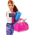 thumbnail image 3 of Barbie Fitness Doll, Red-Haired, with Puppy and 9 Accessories, Including Yoga Mat with Strap, Hula Hoop and Weights, Gift for Kids 3 to 7 Years Old, 3 of 5