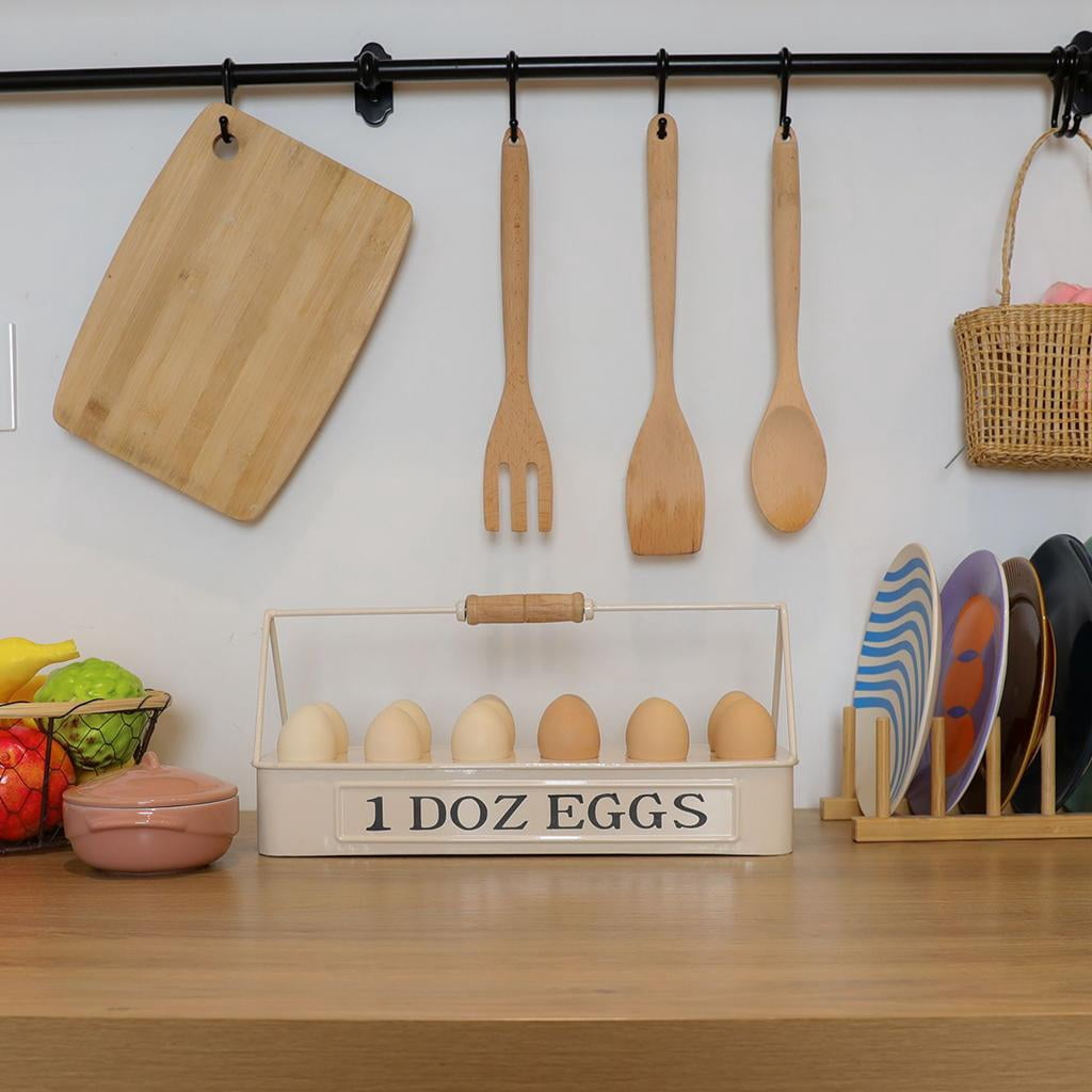 Household Egg Tray Holds 12 Carrier Box Container Rack Dispenser for Fridge Countertop Display Storage White