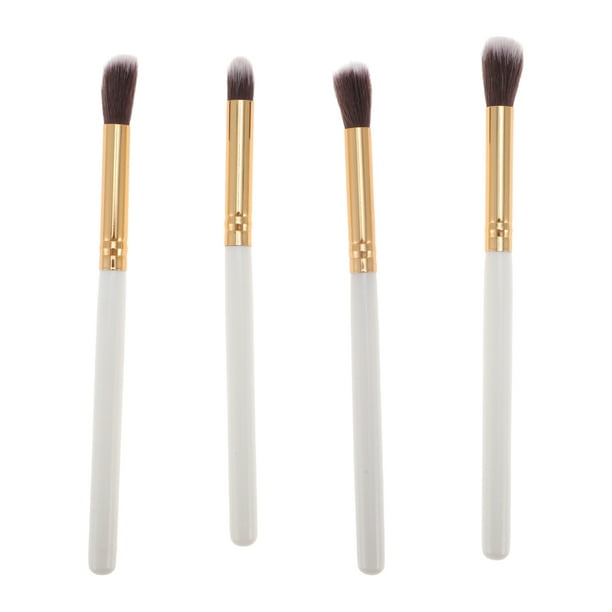 Conjuntos de brochas de maquillaje ligeras de 4 piezas Unique Bargains para viajes de negocios, mango de madera en tono rosa dorado, tubo de aluminio