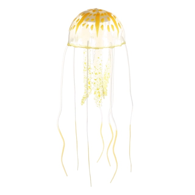Decoración de medusas para pecera, adornos fluorescentes de silicona para medusas, decoración de acuario con ventosa, naranja, 2,3 "x 5,9"