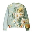 thumbnail image 4 of DISNIMO Daisy Printed Women's Zip Up Sweatshirt V Neck Jackets Zip Up Outwear Long Sleeve Sweatshirts with Pockets, S, 4 of 7
