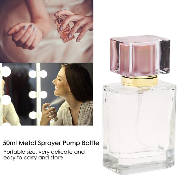 Atomizador De Perfume Portátil – 50 Ml De Vidrio Vacío Rellenable Transparente, Cuentagotas Cuadrado Con Aplicador For De Spray Para Viajes (Rosa) Ecomeon no