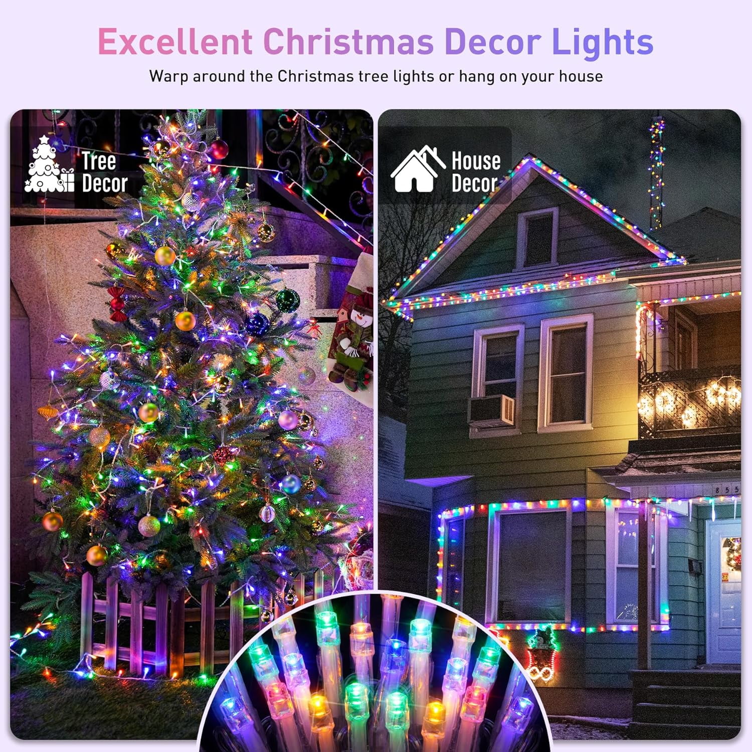 JMEXSUSS 33ft 100 LED Easter Lights Indoor, Clear Wire Multicolor Christmas Tree Lights Outdoor Waterproof, 8 Modes Plug-in Easter Lights String for Easter Christmas Tree Party Xmas