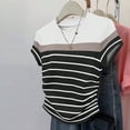 thumbnail image 2 of Women's Casual Striped Short Sleeve T Shirts Crewneck Summer Tee Shirts White S(S), 2 of 5
