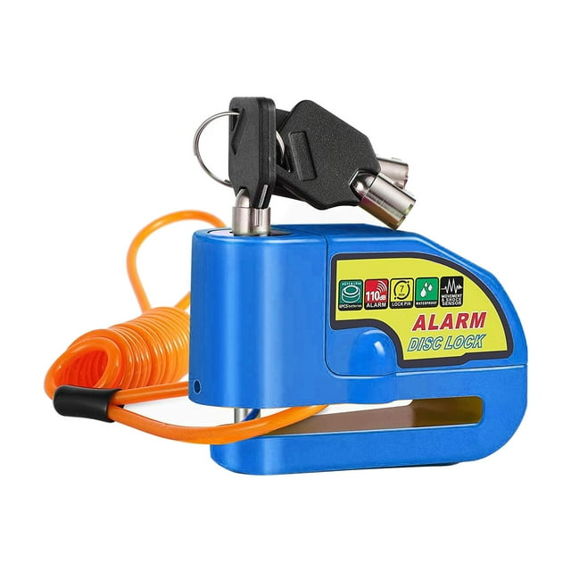 Alarma de bloqueo de freno de disco para motocicletas y bicicletas con cable recordatorio Azul