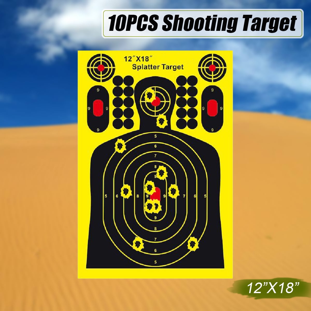 10PCS 12X18inch Shooting Self Adhesive Targets Chest Ring Splash Target