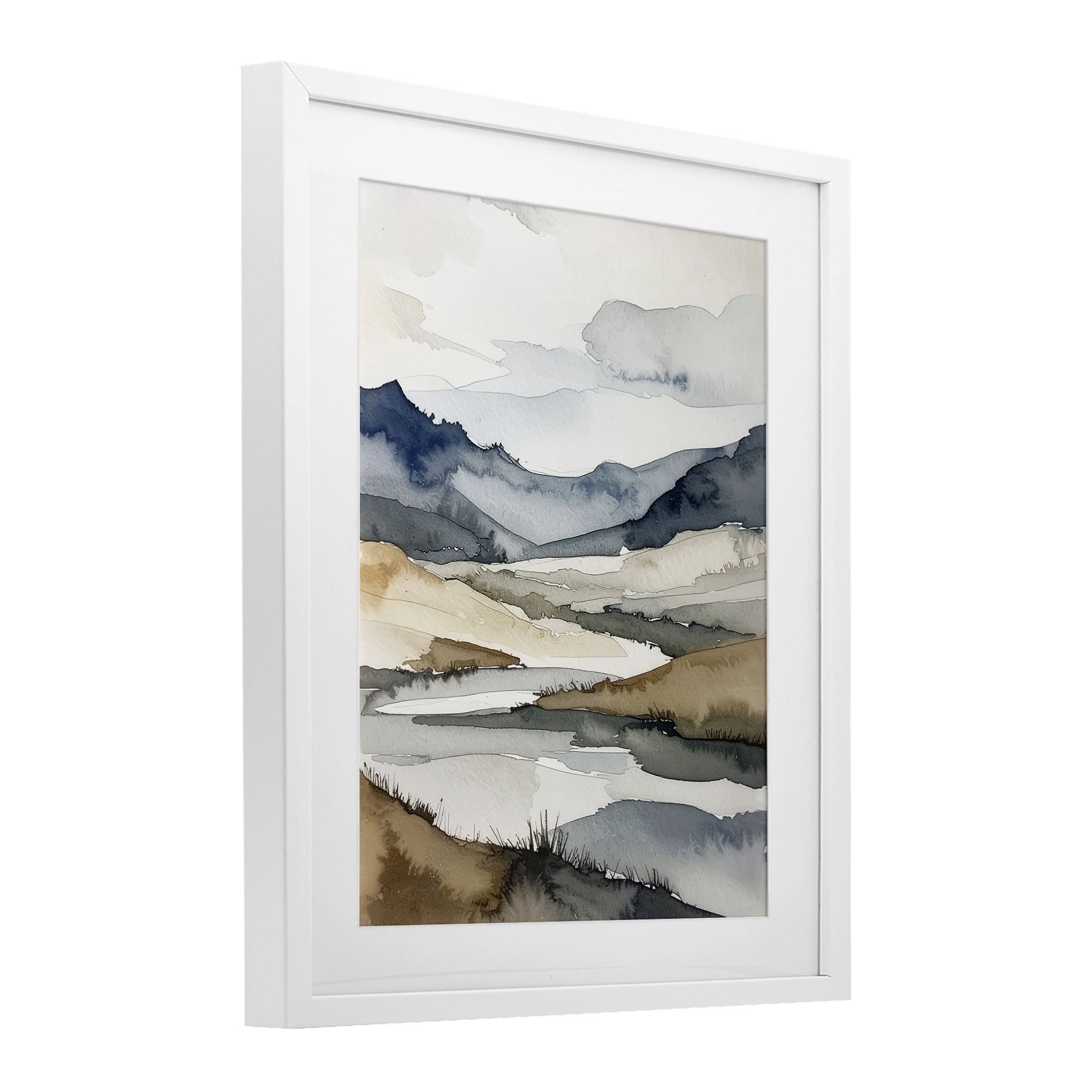 Stupell Industries Flow Of Water River White Framed Print Under Glass, design by Alonza Saunders