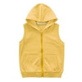 thumbnail image 2 of fnnxnal Toddler 100% Cotton Hooded Vest with Zipper & Pockets, 3T, Yellow - Comfortable for Everyday & School Use, 2 of 7
