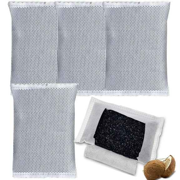 Bexikou 5 Pcs Activated Charcoal Odor Absorber,Trash Can Deodorizer, Charcoal Deodorizer Bags,Activated Charcoal Odor Filter Refill for Trash Cans