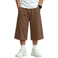 thumbnail image 2 of PYGNJK Boys Capri Sweat Shorts Elastic Waist Loose Fit Straight Leg Casual Workout Cropped Hiking Shorts, 2 of 9
