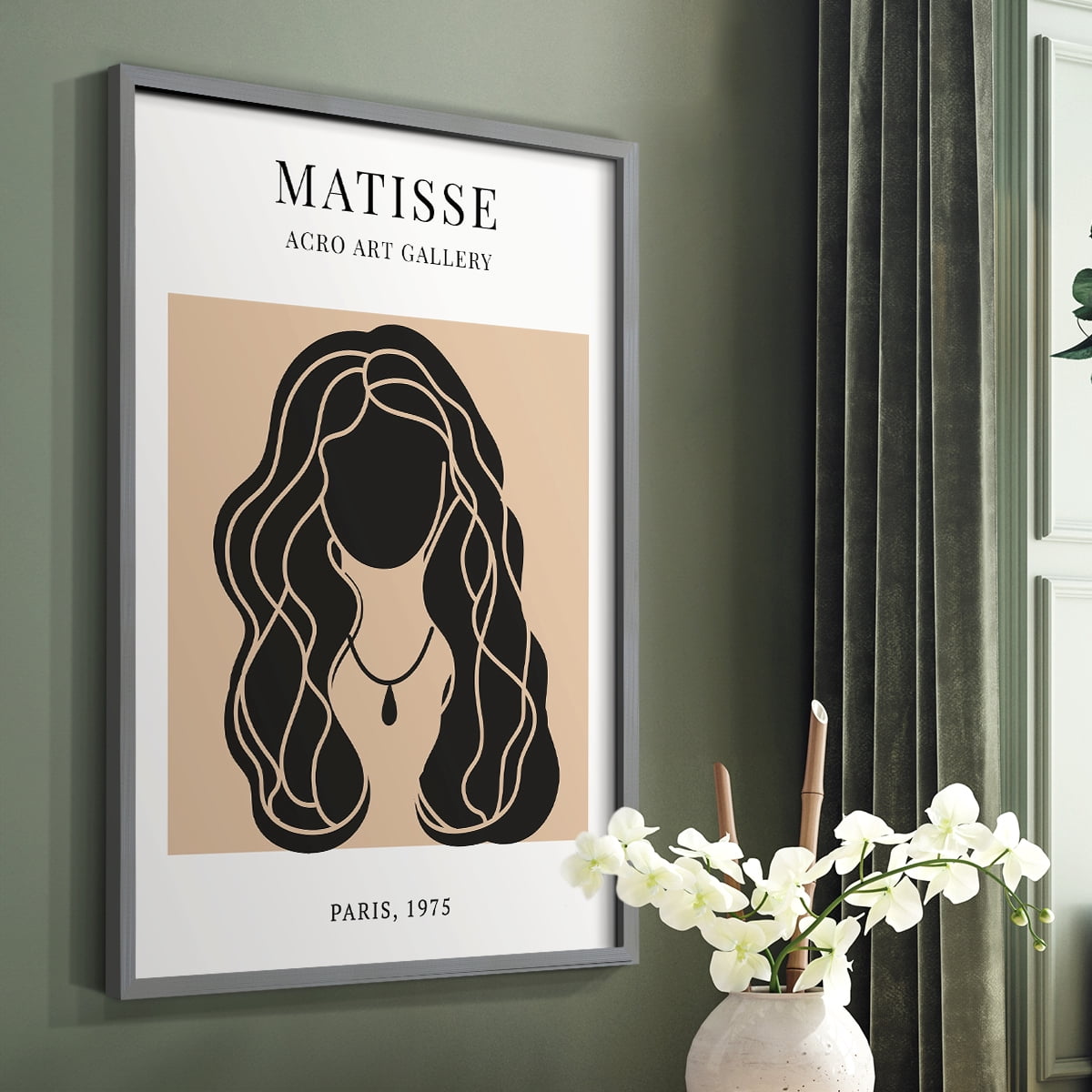 Matisse CXIX Framed Print in Gray Solid Wood 16 x 20 Framed Print