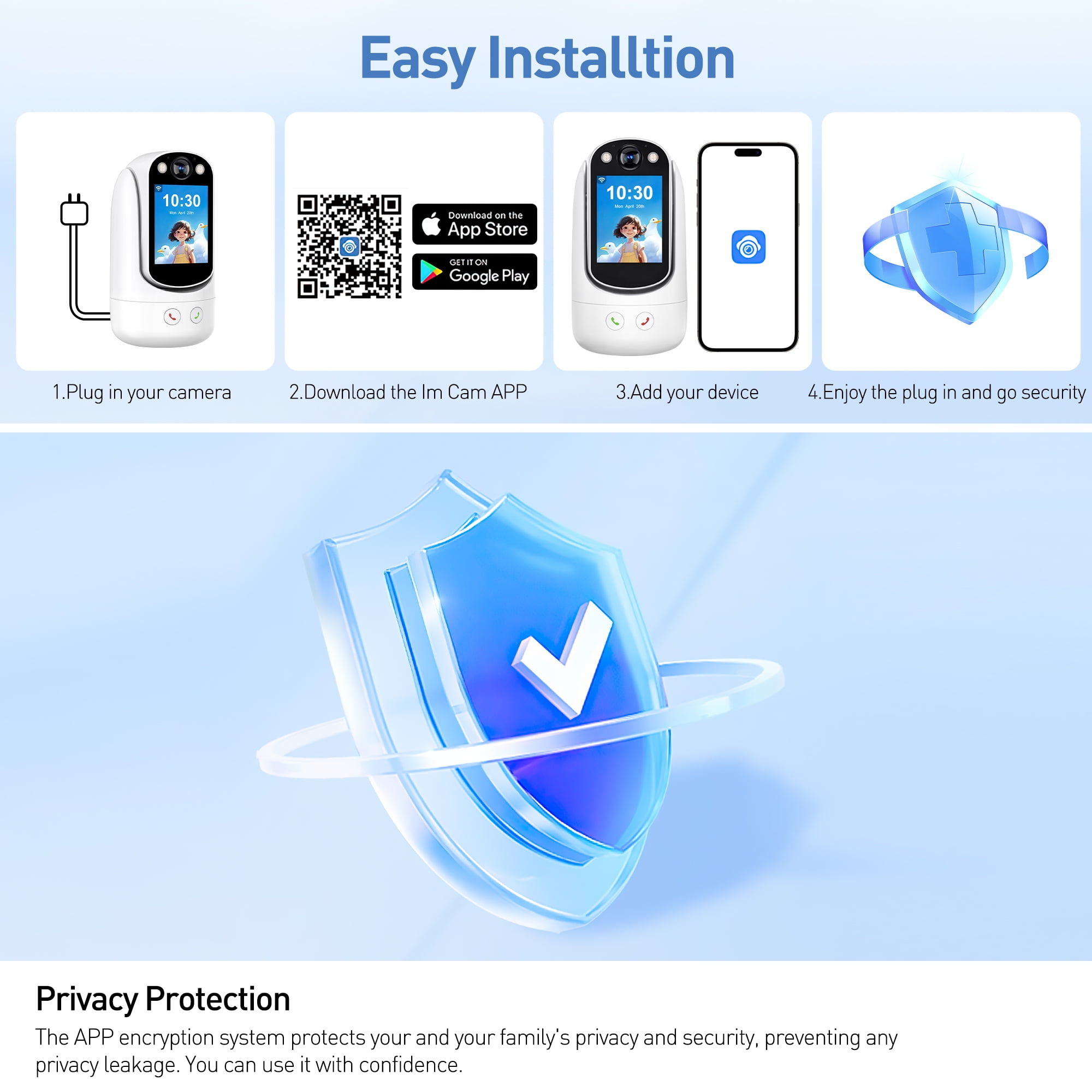 GPED Baby Monitor with Two Way Video Call, 1080P HD Wifi Home Security Camera W/ 2.8” Screen for Baby/Pet Monitor,  One-Click Call & AI Motion Detection & Full-Color Night Vision for Baby Pet Elderly