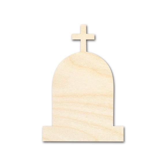 Unfinished Wood Cross Tombstone Shape - Craft - up to 46" 4" / 1/8"