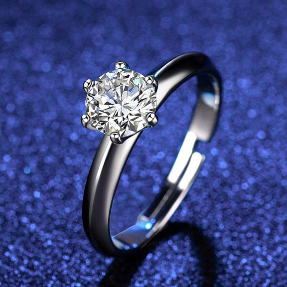 Womens Moissanite Zircon Crown Ring Eight Heart Eight Arrow Cut Open End Engagement Wedding Promise Crown Style Gift