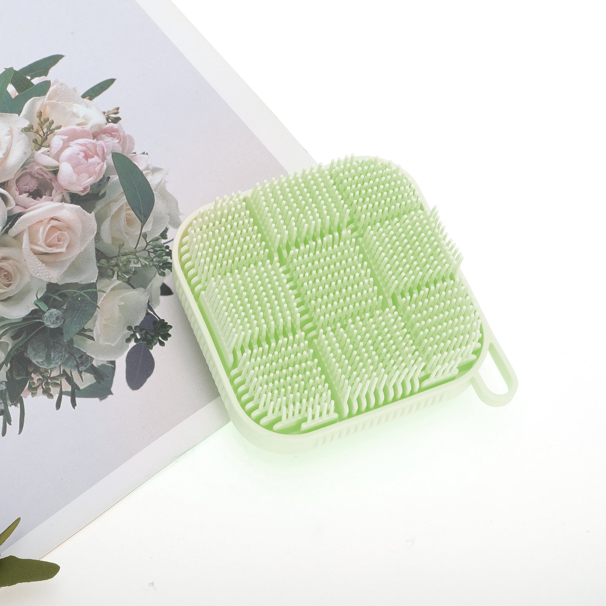 Unique Bargains Nine-square Double-sided Bath Brush 1 Pc Green