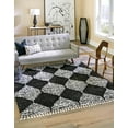thumbnail image 3 of Unique Loom Serenity Shag Collection Area Rug - Soufriere (10' Square Black and White), 3 of 11
