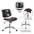 thumbnail image 2 of Mid-Back Black Leather Ergonomic Wood Swivel Task Chair, 2 of 9