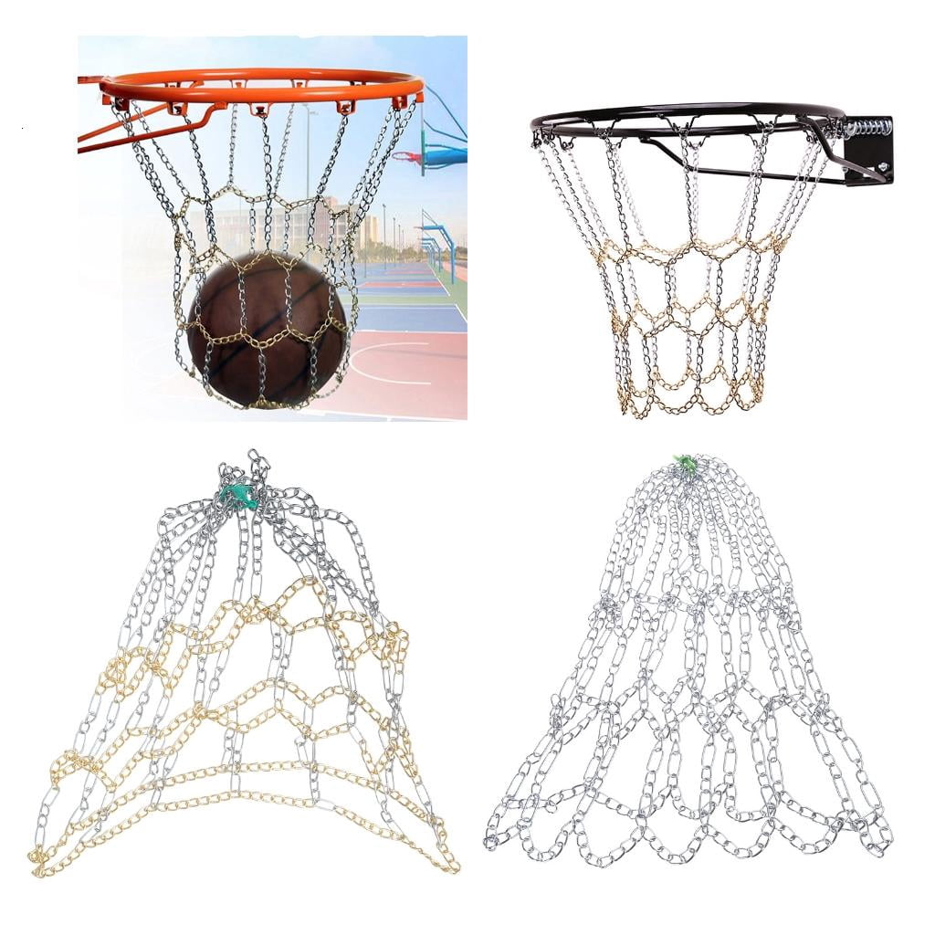 Yihuala Braided Metal Chain Basketball Net Outdoor Goal Basketball Net Replacement Outdoor Goal Training Basketball Net