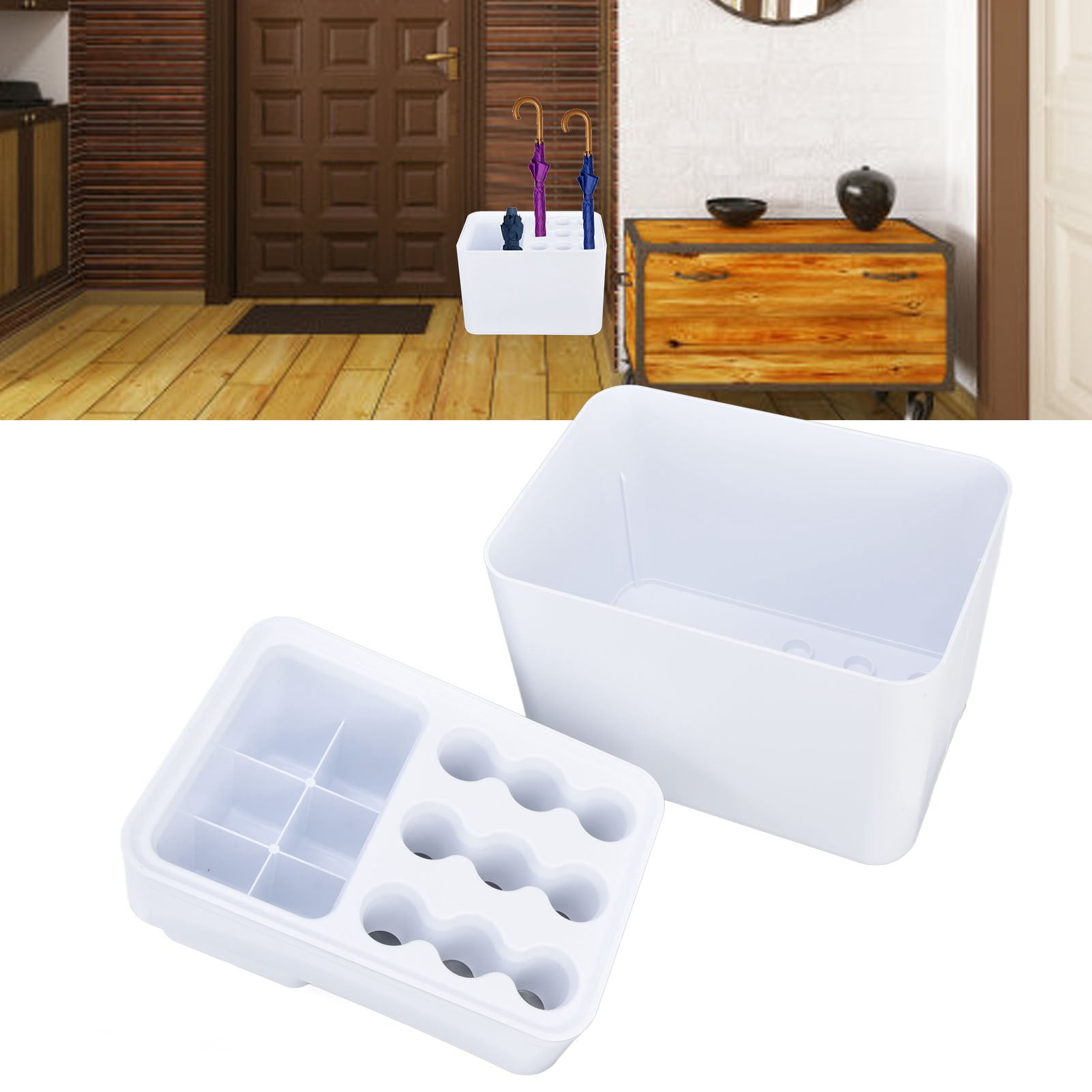 Umbrella Stand Rack for Entryway,Umbrella Bucket Stable Chassis Anti Slip Indoor Space Saving Umbrella Holder with Drip Tray for Home Office Hotel Bars