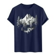 thumbnail image 4 of Dagegui Mens Mountain Graphic T Shirt Short Sleeve Crewneck Shirt Comfy Running Athletic Tee Muscle Top Navy,2XL, 4 of 5