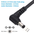thumbnail image 2 of Cable de alimentación DC macho a macho Uxcell de 5 pies 5.5 x 2.1 mm, 2 piezas adaptador de cable 18AWG con conector en ángulo de 90 grados, negro, 2 of 4