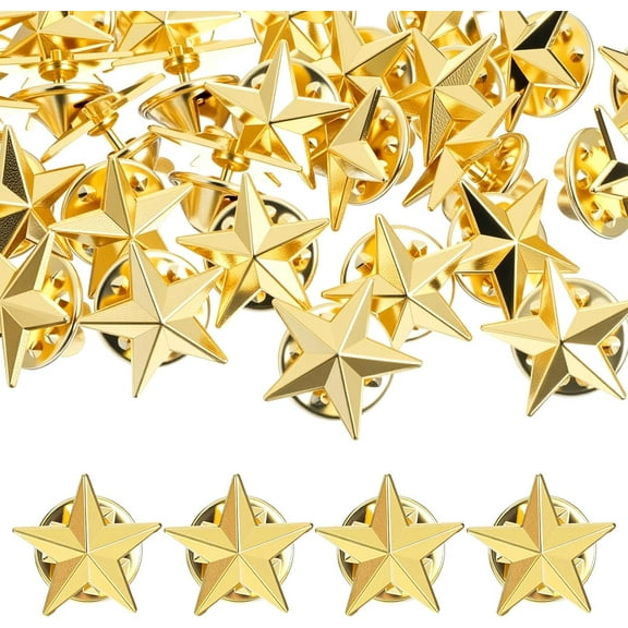 100Pcs Gold Star Pins Bulk Set, Lapel Pins for Backpacks, Jackets, and Party Decor - 0.63 Inch