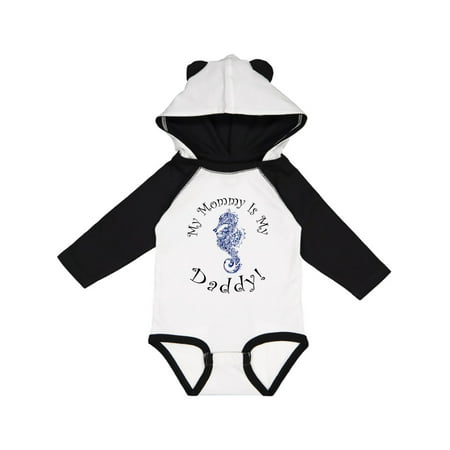 

Inktastic My Mommy is My Daddy - Seahorse Deep Blue Gift Baby Boy or Baby Girl Long Sleeve Bodysuit