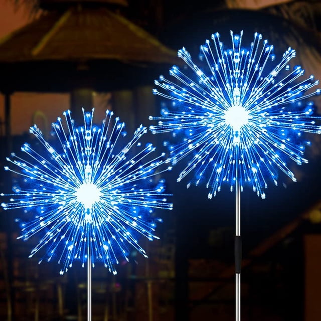 Luces solares para fuegos artificiales JjGoo, paquete de 2, 180 LED, impermeables