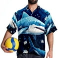 thumbnail image 4 of Starry Shark Men's Short Sleeve Beach Shirts, Casual Button Down Poplin Printed Summer Tops - Unisex, 4 of 6