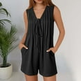 thumbnail image 2 of TrendOFT Combinaison d'Été pour Femmes Décontractée Sans Manches à Lacets Jambe Droite avec Poches une Pièce Noire G, 2 of 4