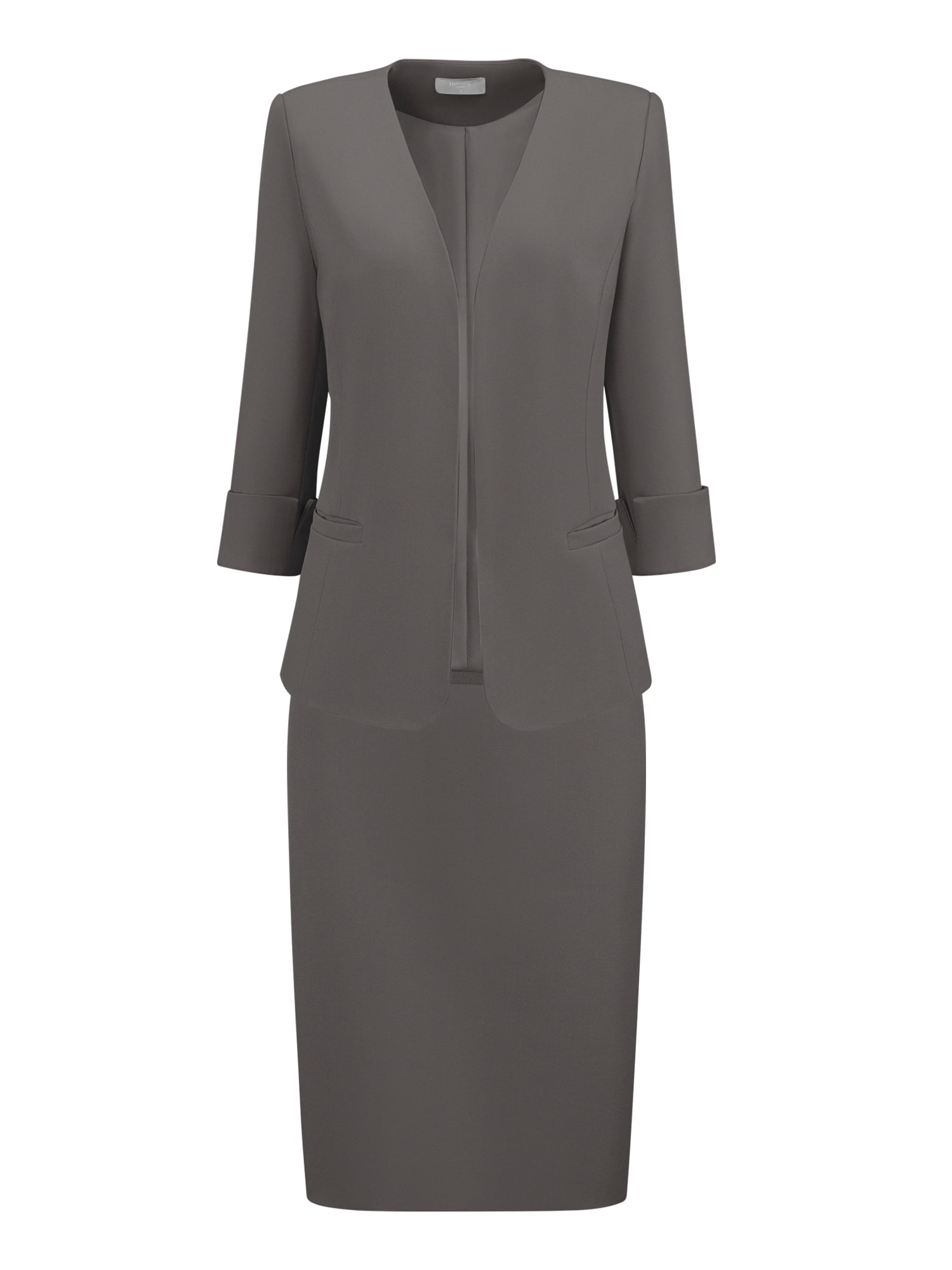 DARING DIVA Women's 2 Pieces Blazer and Skirt Work Business Outfits 2XL Grey