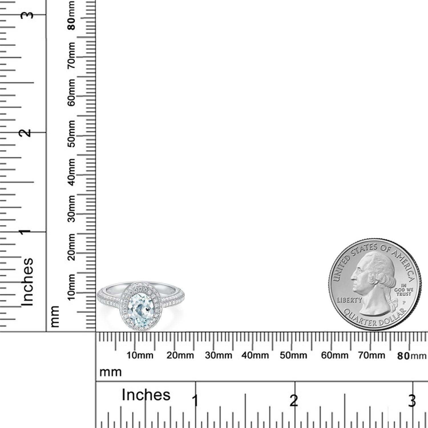 Gem Stone King 925 Sterling Silver Oval Sky Blue Aquamarine and White Moissanite Engagement Ring for Women (1.84 Cttw, Gemstone Birthstone, Available in Size 5, 6, 7, 8, 9)