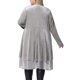 thumbnail image 3 of Cárdigan de mujer plus size Agnes Orinda con volantes, asimétrico, de frente abierto, chaquetas largas de terciopelo 2X plateado, 3 of 6