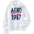 thumbnail image 1 of Sudadera con capucha Aeropostale New York 1987 con bolsillo canguro para mujer color blanco grande, 1 of 1