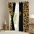 thumbnail image 3 of Feelyou Cheetah Print Letter T Blackout Curtains Set of 2 (52x84 Each), Chic Brown Bowknot Ribbon Window Curtains, Leopard Wildlife Animal Curtains and Drapes, Black Out Curtains Decor, 3 of 6