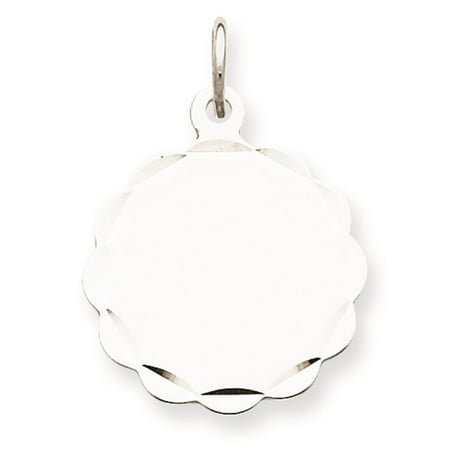 Sterling Silver Engravable Disc Charm Pendant 18mmx15mm