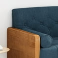 thumbnail image 3 of Noble House Nathanial Tufted Fabric Sofa, Navy Blue, Dark Walnut, 3 of 12