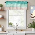 thumbnail image 2 of Summer Green Beach Valance Curtain for Windows Coastal Nautical Watercolor Gradient Ocean Wave Rod Pocket Curtain Valances Short Window Treatments for Kitchen Bathroom Laundry Basement 42 x 12 Inch, 2 of 9