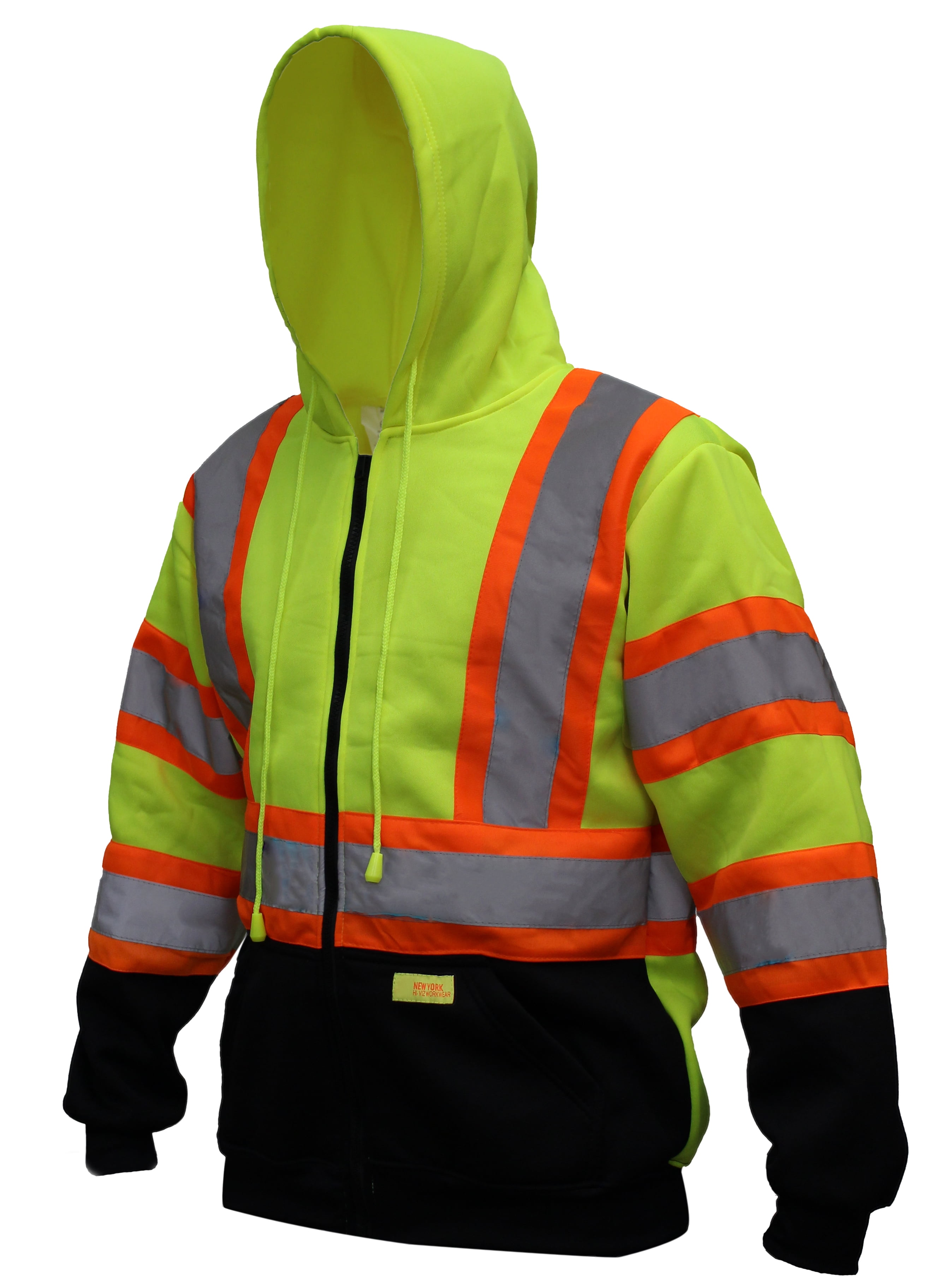 M-3XL Hi-Viz Vis High Visibility Jacket Hoodie Work Zip Hooded SweatShirt Safety 