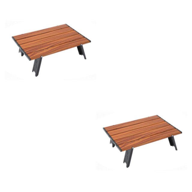Maytalsory Portable Aluminum Alloy Folding Table Compact And Lightweight Folding Picnic Table Foldable Table dark Wood color 2Set