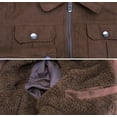 thumbnail image 4 of Men’s Removable Sherpa Collar Classic Full Zipper Microsuede Trucker Jacket (Dark Brown, M), 4 of 4