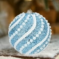 thumbnail image 4 of Blue Christmas Tree Ornaments 8cm - 2PC Glitter Snowball Decor with Bead Accents, Shatterproof Plastic Hanging Pendants for Holiday Decorating, 4 of 6