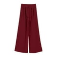 thumbnail image 5 of BXINGOHAI Womens Wide Leg Sweatpants Fleece Lined Baggy Pants Drawstring Athletic Joggers Fashion Winter Outfits Wine L, 5 of 6
