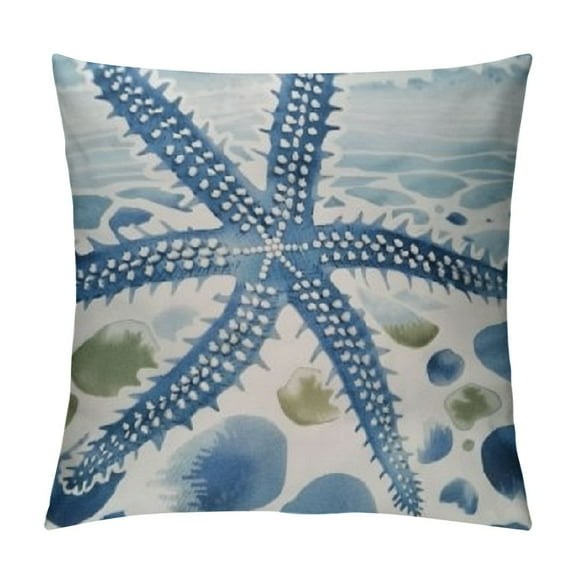 PRATYUS Starfish Pillow Cover Navy Blue Nautical Coastal Throw Pillows Summer Beach Decorative Throw Pillow Covers for Couch Sofa Bedroom Livingroom White