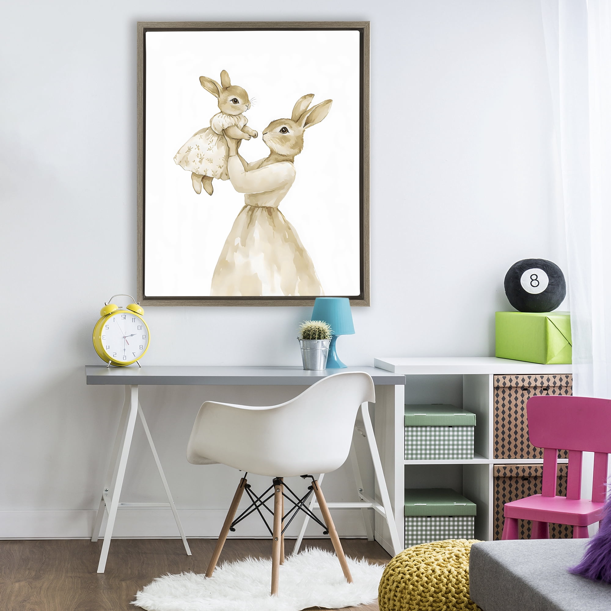 Stupell Industries Tender Mama Rabbit Brown Framed Floater Canvas Wall Art, design by Arlington Prints