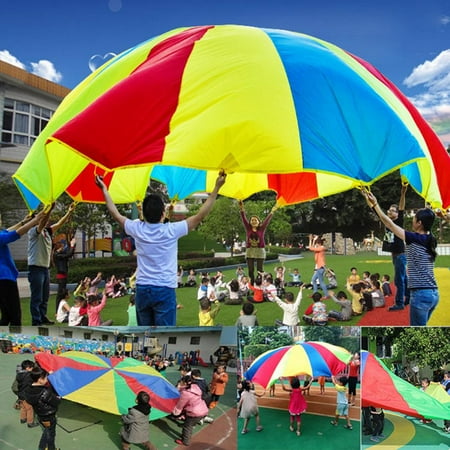 Sonew 1.8m Jump-sack Rainbow Umbrella Kids Play Parachute Sport 