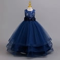 thumbnail image 4 of Girls Pageant Princess Sleeve Flower Ball Gown Dress, Kids Wedding Bridesmaid Pageant Party Formal Long Gown Princess Tulle Floral Embroidery Girl Birthday Party Dresses - 2-10T, 4 of 8