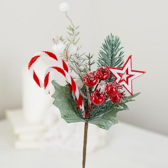 12 Candy Cane Artificial Berry and Star Picks: Sweeten Up Your Holiday Décor