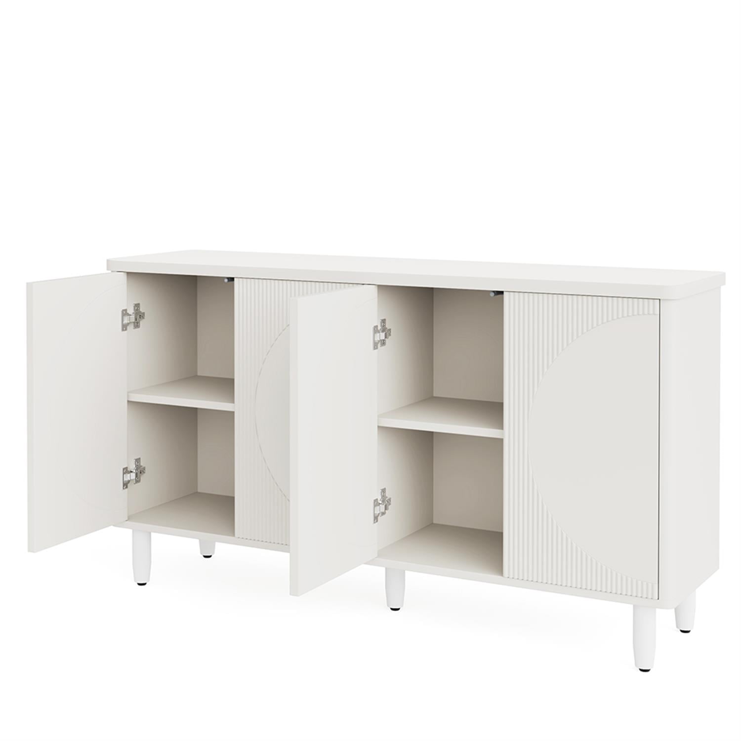 Demi Bonn 59" Sideboard Buffet Storage Cabinet with Doors, Modern Credenza Accent Cabinet for Kitchen Entryway Living Dining Room, White